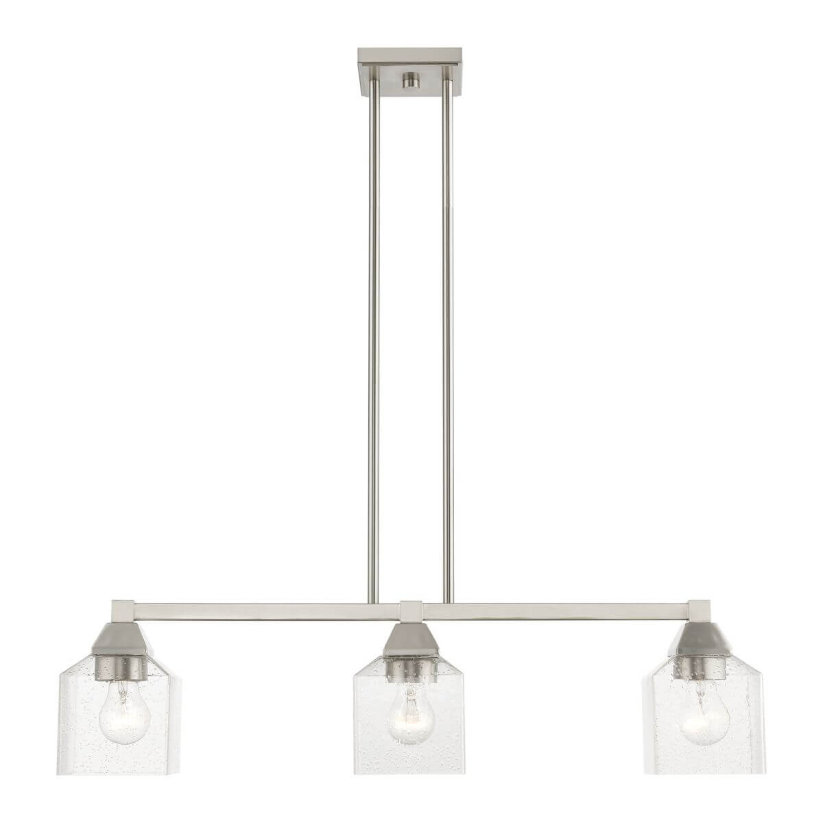 Livex 49763-91 Aragon 3 Light 30 inch Linear Light in Brushed Nickel with Clear Seeded Glass