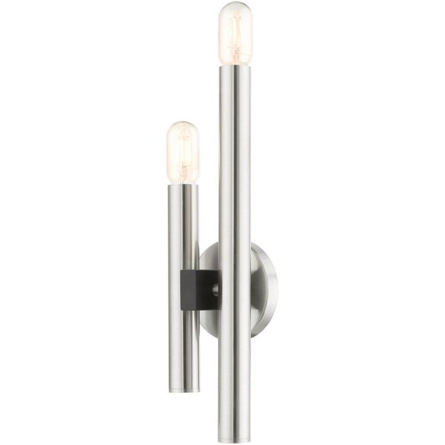Livex 49992-91 Helsinki 2 Light 18 Inch Tall Wall Sconce in Brushed Nickel