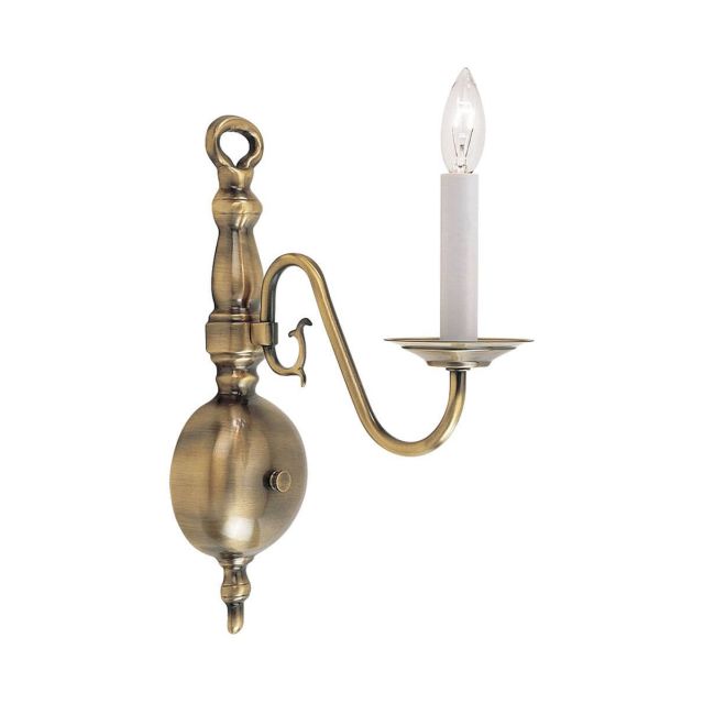 Livex 5001-01 Williamsburgh 1 Light 13 Inch Tall Wall Sconce In Antique Brass