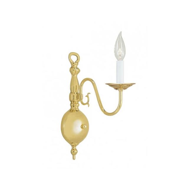 Livex 5001-02 Williamsburgh 1 Light 13 Inch Tall Wall Sconce In Polished Brass