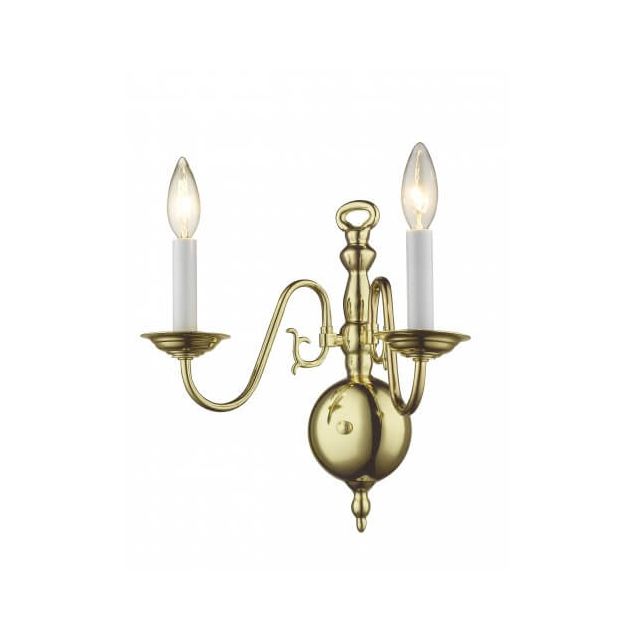 Livex 5002-02 Williamsburgh 2 Light 13 Inch Tall Wall Sconce In Polished Brass