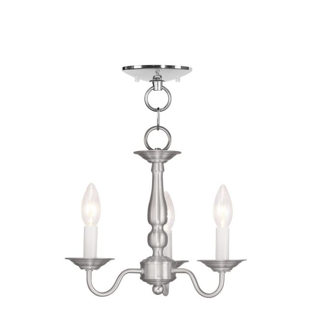Livex 5009-91 Williamsburgh 3 Light 11 Inch Convertible Chandelier-Ceiling Mount In Brushed Nickel
