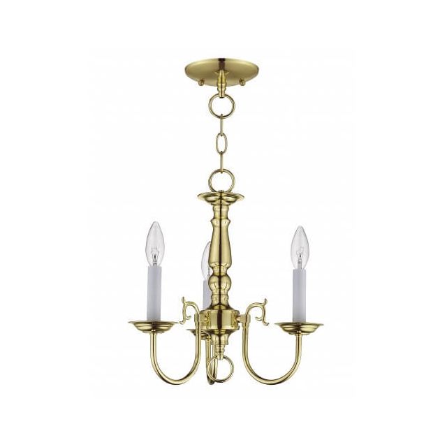 Livex 5013-02 Williamsburgh 3 Light 14 Inch Chandelier In Polished Brass