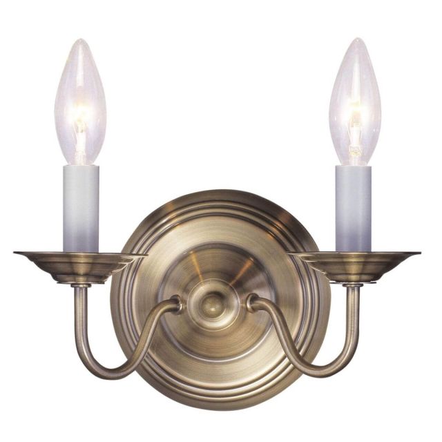 Livex 5018-01 Williamsburgh 2 Light 9 Inch Tall Wall Sconce In Antique Brass