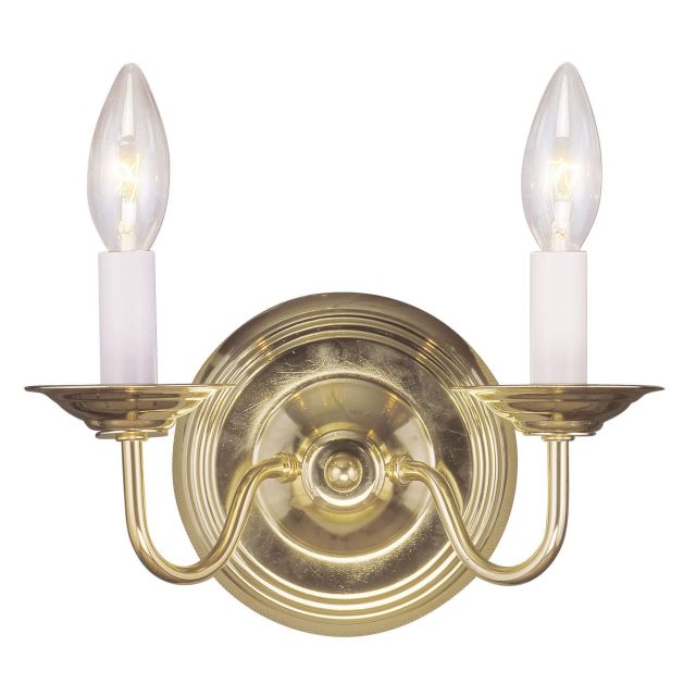 Livex 5018-02 Williamsburgh 2 Light 9 Inch Tall Wall Sconce In Polished Brass