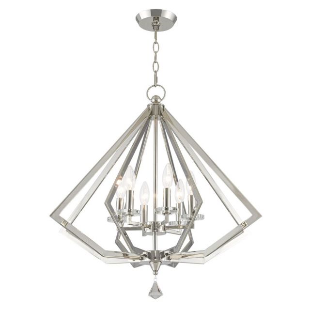 Livex 50668-91 Diamond 8 Light 28 Inch Chandelier In Brushed