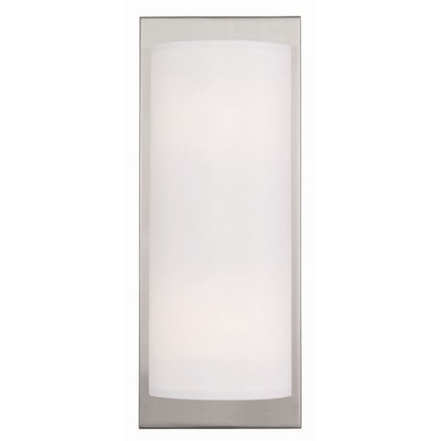 Livex 50861-91 Meridian 2 Light 15 Inch Tall Wall Sconce In Brushed Nickel with Hand Crafted Off-White Fabric Hardback Shade