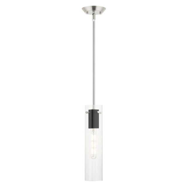 Livex 51160-91 Beckett 1 Light 5 inch Pendant in Brushed Nickel with Clear Square Glass