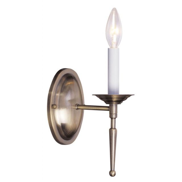 Livex 5121-01 Williamsburgh 1 Light 10 Inch Tall Wall Sconce In Antique Brass