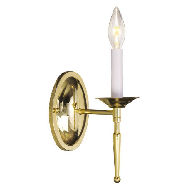 Livex 5121-02 Williamsburgh 1 Light 10 Inch Tall Wall Sconce In Polished Brass