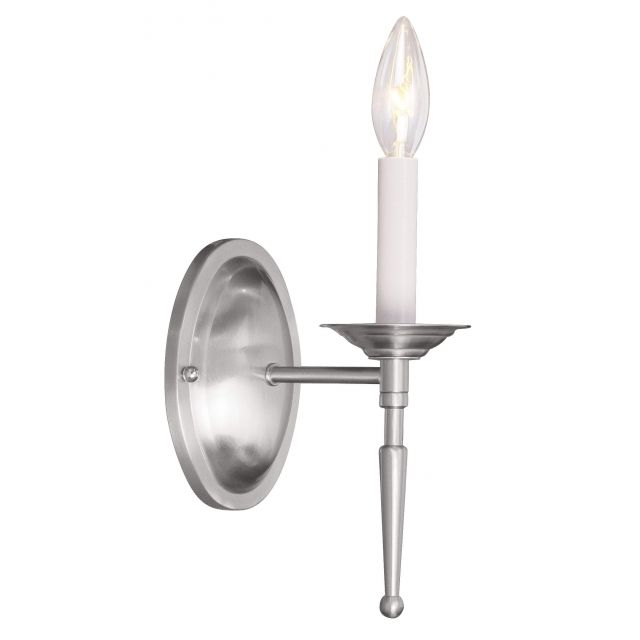 Livex 5121-91 Williamsburgh 1 Light 10 Inch Tall Wall Sconce In Brushed Nickel