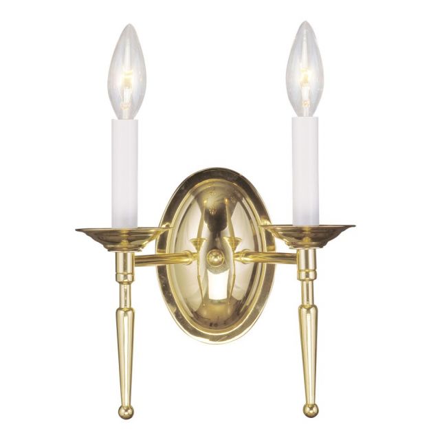 Livex 5122-02 Williamsburgh 2 Light 10 Inch Tall Wall Sconce In Polished Brass