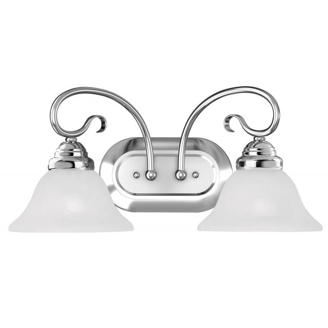 Livex 6102-05 Coronado 2 Light 19 Inch Bath Lighting In Polished Chrome with White Alabaster Glass