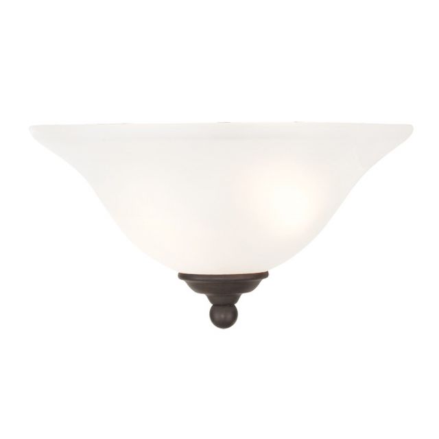 Livex 6120-07 Coronado 1 Light 7 inch Tall Wall Sconce In Bronze with White Alabaster Glass