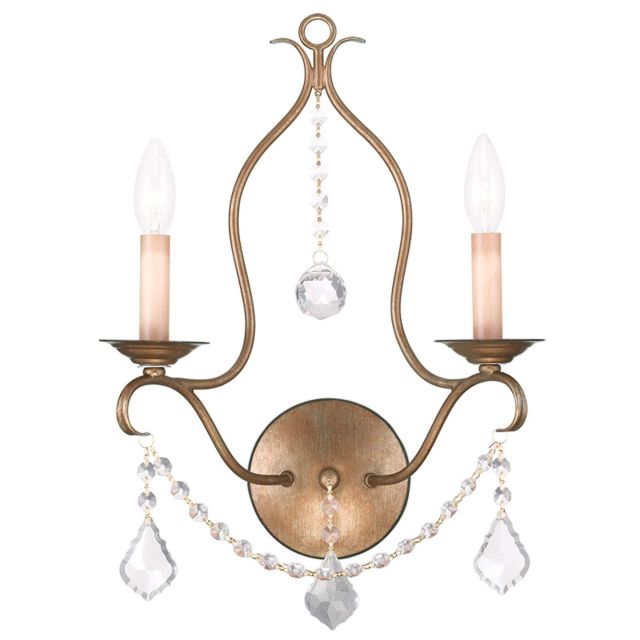 Livex 6422-48 Chesterfield 2 Light 20 Inch Tall Wall Sconce In Antique Gold Leaf