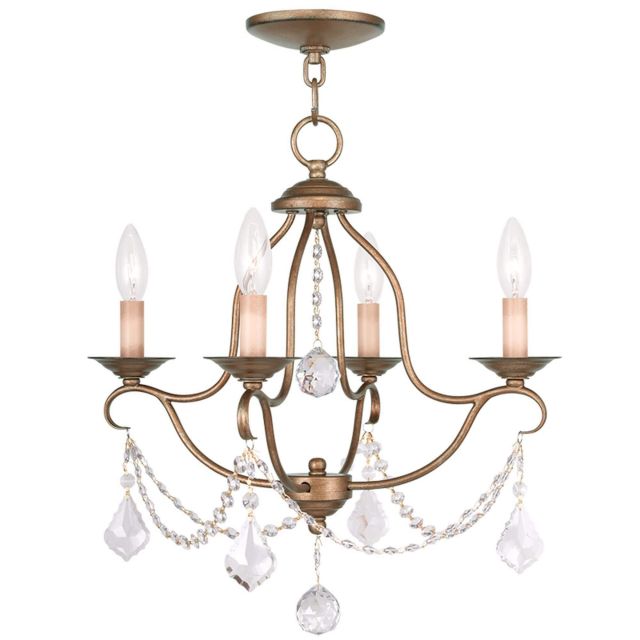 Livex 6424-48 Chesterfield 4 Light 18 Inch Chandelier In Antique Gold Leaf