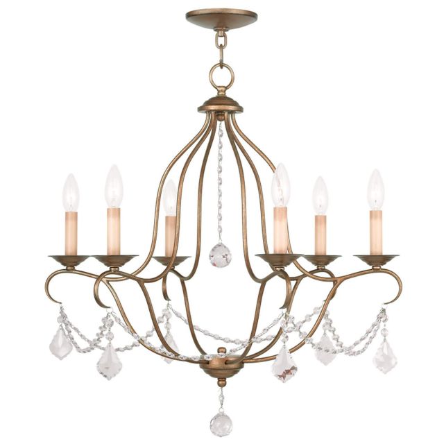 Livex 6426-48 Chesterfield 6 Light 25 Inch Chandelier In Antique Gold Leaf