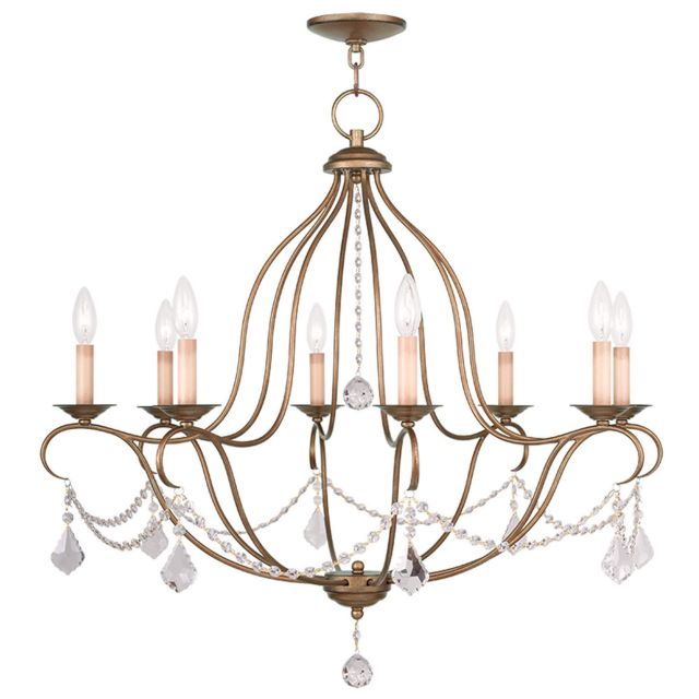 Livex 6428-48 Chesterfield 8 Light 32 Inch Chandelier In Antique Gold Leaf