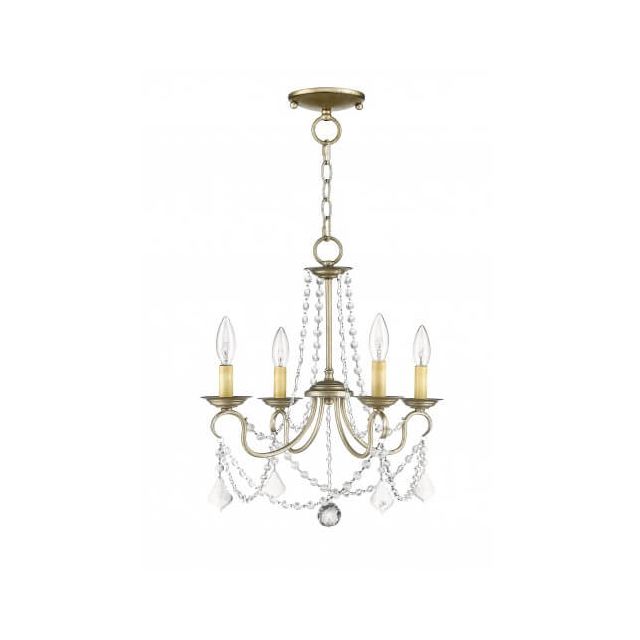 Livex 6514-73 Pennington 18 Inch Convertible Chandelier-Ceiling Mount In Hand Painted Antique Silver Leaf