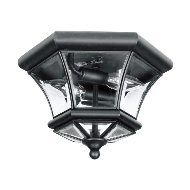 Livex 7052-04 Monterey-Georgetown 2 Light 11 Inch Flush Mount In Black with Clear Beveled Glass