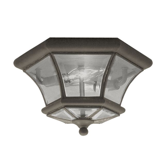 Livex 7052-07 Monterey-Georgetown 2 Light 11 Inch Flush Mount In Bronze With Clear Beveled Glass