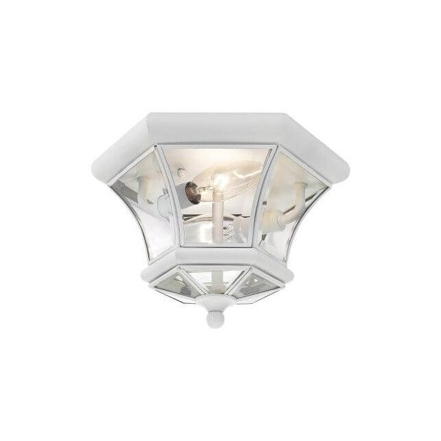 Livex 7052-03 Monterey-Georgetown 2 Light 11 Inch Flush Mount In White with Clear Beveled Glass
