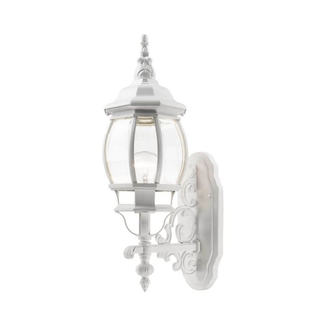 Livex 7520-13 Frontenac 1 Light 20 Inch Tall Outdoor Wall Lantern in Textured White with Clear Beveled Glass