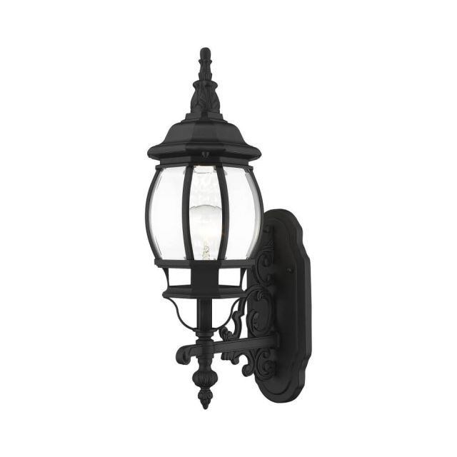 Livex 7520-14 Frontenac 1 Light 20 Inch Tall Outdoor Wall Lantern in Textured Black with Clear Beveled Glass
