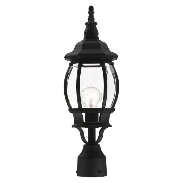 Livex 7522-14 Frontenac 1 Light 20 Inch Tall Outdoor Post Top Lantern in Textured Black with Clear Beveled Glass