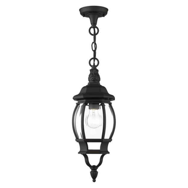 Livex 7523-14 Frontenac 1 Light 7 inch Outdoor Hanging Lantern in Textured Black with Clear Beveled Glass