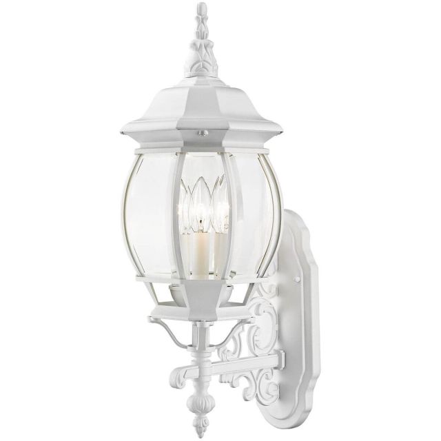 Livex 7524-13 Frontenac 3 Light 22 Inch Tall Outdoor Wall Lantern in Textured White with Clear Beveled Glass
