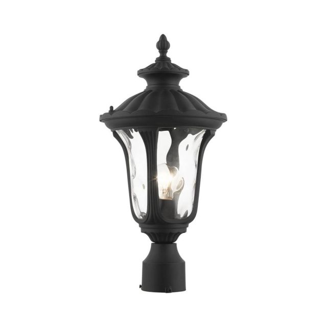Livex 7848-14 Oxford 1 Light 16 Inch Tall Outdoor Post Top Lantern in Textured Black with Hand Blown Clear Water Glass