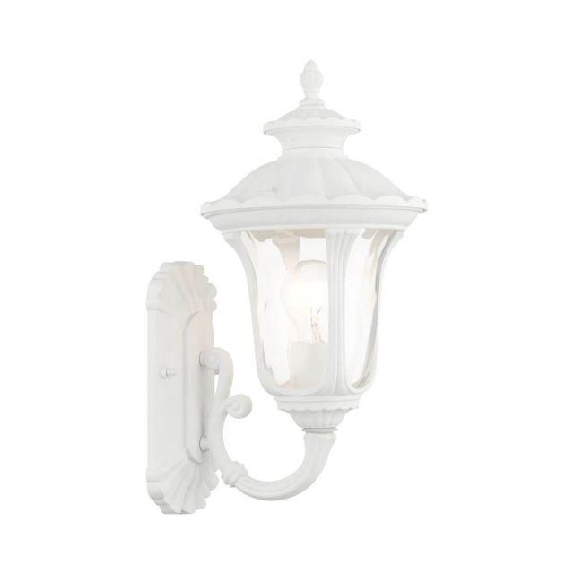 Livex 7850-13 Oxford 1 Light 16 Inch Tall Outdoor Wall Lantern in Textured White with Hand Blown Clear Water Glass