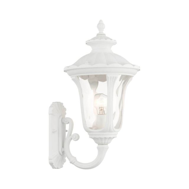 Livex 7852-13 Oxford 1 Light 19 Inch Tall Outdoor Wall Lantern in Textured White with Hand Blown Clear Water Glass