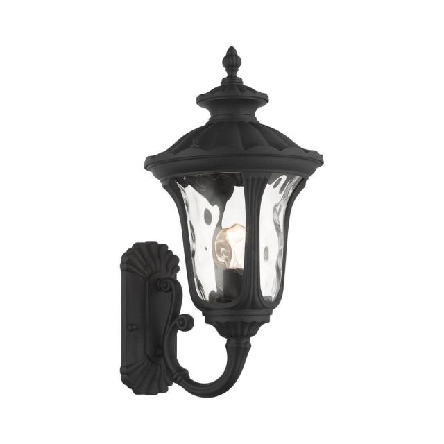 Livex 7852-14 Oxford 1 Light 19 Inch Tall Outdoor Wall Lantern in Textured Black with Hand Blown Clear Water Glass