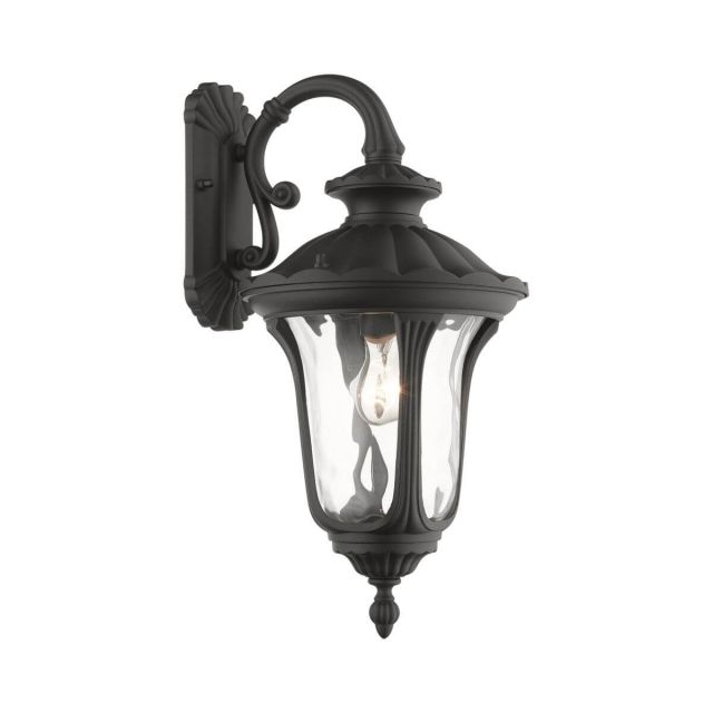 Livex 7853-14 Oxford 1 Light 19 Inch Tall Outdoor Wall Lantern in Textured Black with Hand Blown Clear Water Glass