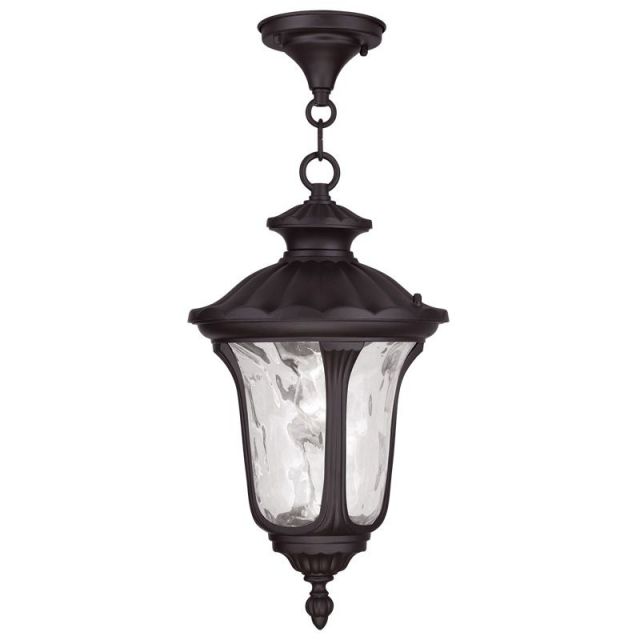Livex 7854-07 Oxford 1 Light 10 Inch Outdoor Pendant In Bronze with Clear Water Glass