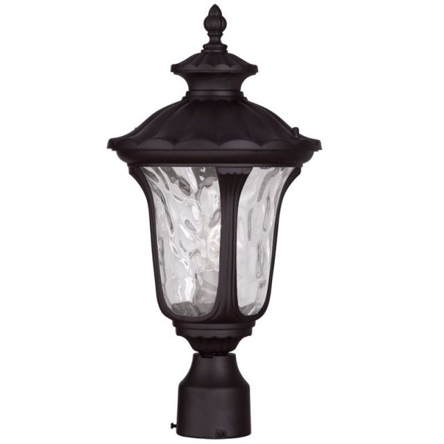 Livex 7855-07 Oxford 1 Light 19 Inch Tall Outdoor Post Lantern In Bronze with Clear Water Glass