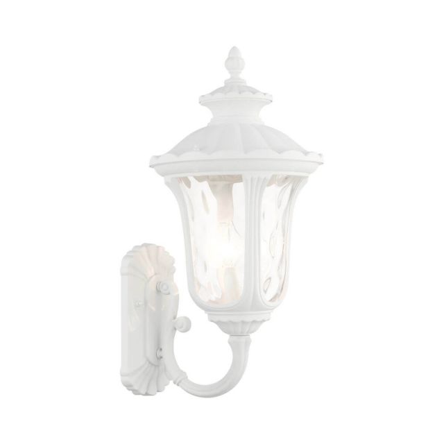 Livex 7856-13 Oxford 3 Light 22 Inch Tall Outdoor Wall Lantern in Textured White with Hand Blown Clear Water Glass