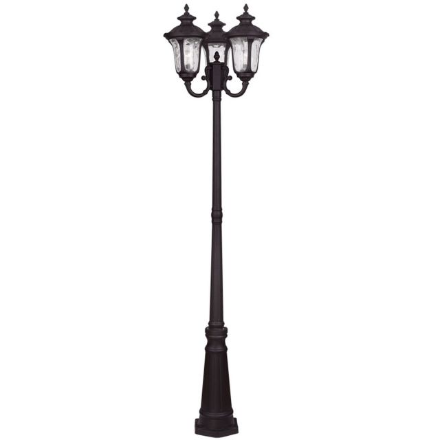 Livex 7866-07 Oxford 3 Light 87 Inch Tall Outdoor Head Post In Bronze with Clear Water Glass