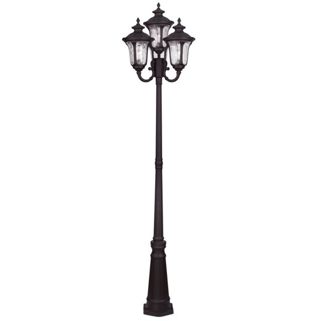 Livex 7869-07 Oxford 4 Light 93 Inch Tall Outdoor Head Post In Bronze with Clear Water Glass