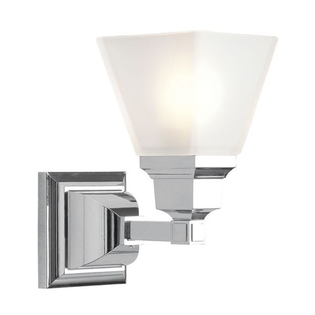 Livex 1031-05 Mission 1 Light 5 inch Bath Lighting In Polished Chrome With Satin Glass