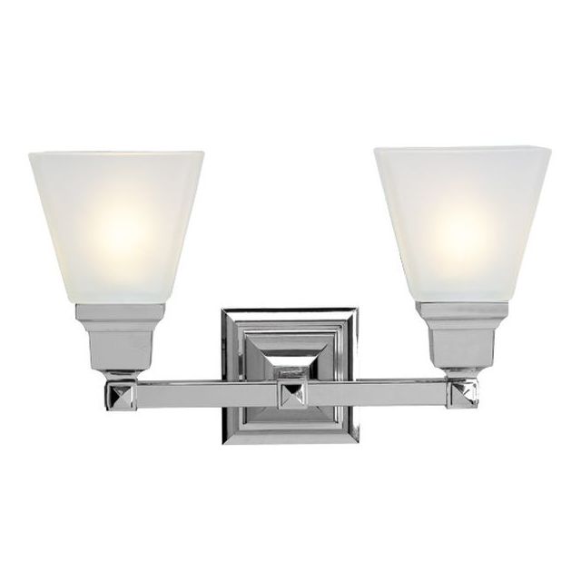 Livex 1032-91 Mission 2 Light 15 Inch Bath Lighting In Brushed Nickel With Satin Glass