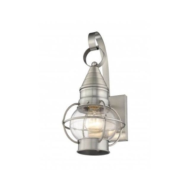 Livex 26900-91 Newburyport 1 Light 14 Inch Tall Outdoor Wall Lantern In Brushed Nickel With Hand Blown Clear Glass