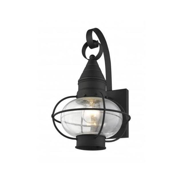 Livex 26901-04 Newburyport 1 Light 15 Inch Tall Outdoor Wall Lantern In Black With Hand Blown Clear Glass