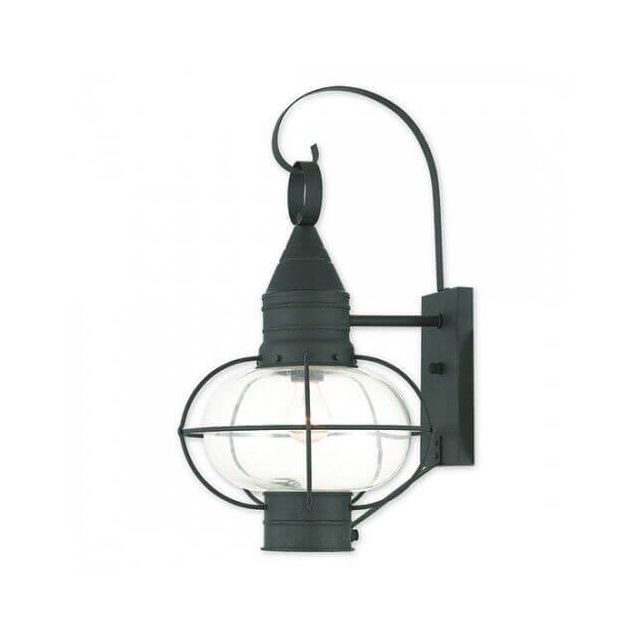 Livex 26904-04 Newburyport 1 Light 21 Inch Tall Outdoor Wall Lantern In Black With Hand Blown Clear Glass