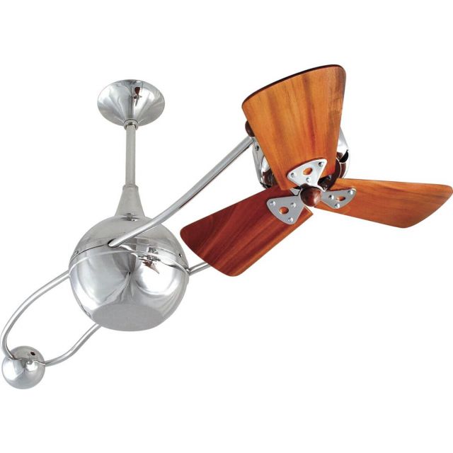 Matthews Fan Company B2K-CR-WD Brisa 2000 40 inch 3 Blade Rotational Ceiling Fan in Polished Chrome with Mahogany Blade