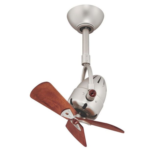 Matthews Fan Company DI-BN-WD Diane 16 Inch Single Oscillating Directional Damp Location Ceiling Fan In Brushed Nickel And Mahogany Tone Blade