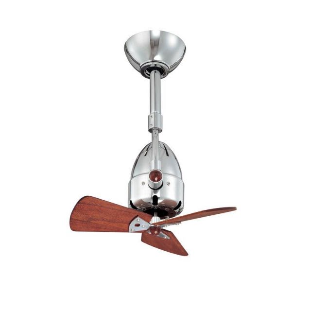 Matthews Fan Company Diane 16 Inch Single Oscillating Directional Damp Location Ceiling Fan In Polished Chrome And Mahogany Tone Blade - DI-CR-WD