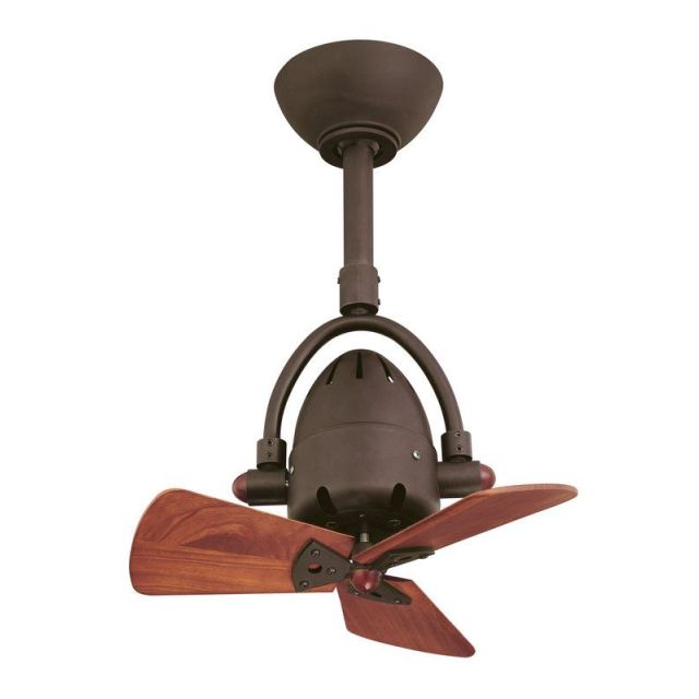 Matthews Fan Company Diane 16 Inch Single Oscillating Directional Damp Location Ceiling Fan In Textured Bronze And Mahogany Tone Blade - DI-TB-WD
